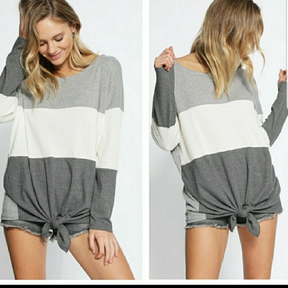 🎊HP!🎉 ONE SMALL LEFT Colorblock Waffle Knit Top - Picture 2 of 6